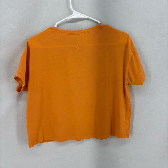Lululemon women’s 6 Orange All Yours T-Shirt Cropped tee short sleeve shirt top - Picture 1 of 7